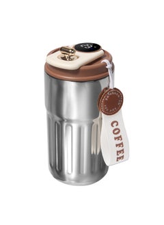 UCHUANG Smart LED Temperature Display Travel Office Coffee Mug, 316 Stainless Steel 450ML Durable Leak-proof Easy Grip Portable Thermos Mug（Sliver）  - Image 1