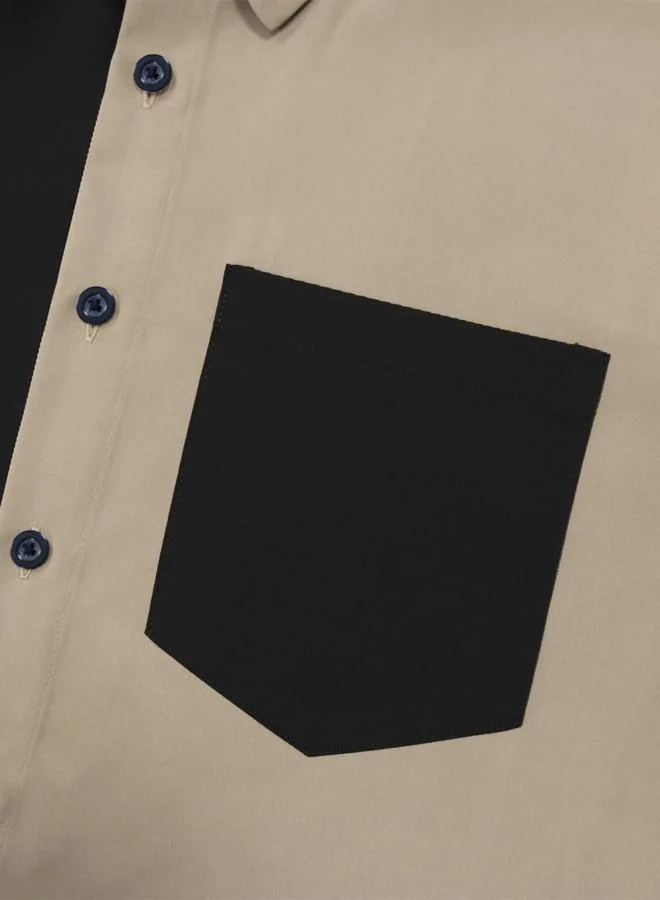 تايك تو قميص رجالي بلونين بأزرار وجيب أمامي