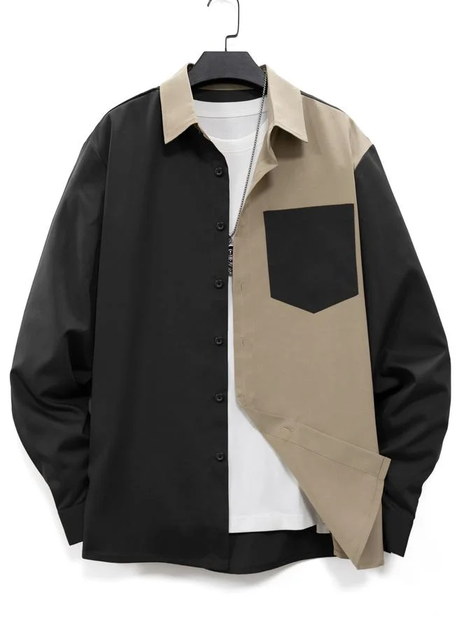 تايك تو قميص رجالي بلونين بأزرار وجيب أمامي