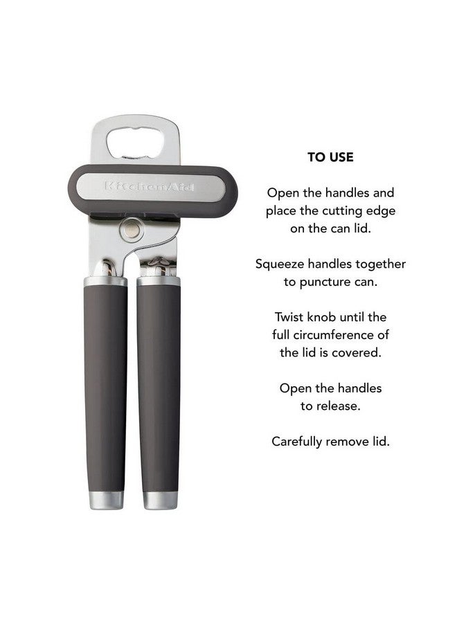 KitchenAid Classic Multifunction Can Opener and Bottle Opener Easy to Use, Razor Sharp Stainless Steel Cutting Wheel, Soft Ergonomic Handles, Charcoal - Image 2