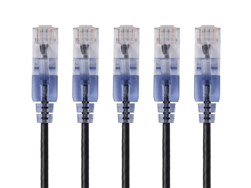 Monoprice Cat6A Ethernet Patch Cable Snagless RJ45 550Mhz 10G UTP Pure Bare Copper Wire 30AWG 5Pack 5 Feet Black SlimRun Series - Image 2