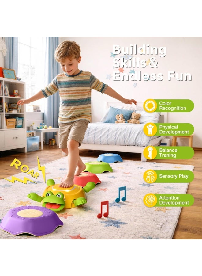 Stepping Stones for children 5-piece set of sensory frog stepping stones, non-slip balance toys for indoors and outdoors. - Image 2