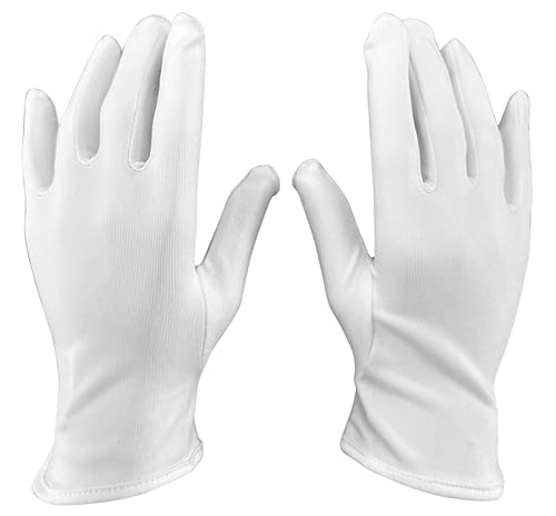 N'Ice Caps Women & Girls White Stretch Gloves for Themed Dress Occasions Children Kids (3-6 Years) - Image 1