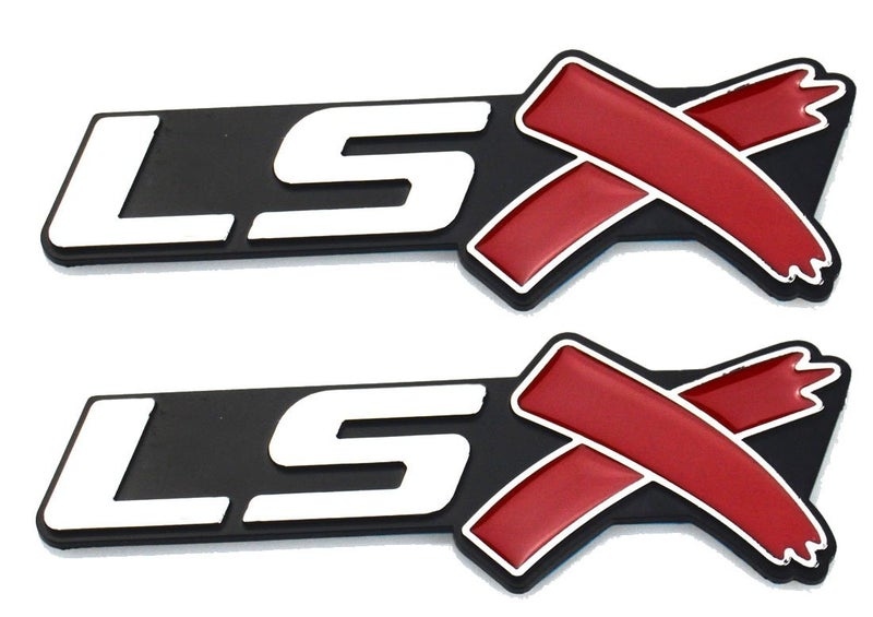Aimoll 2PCS LSX Side Fender Rear Lid Boot Trunk Emblem Badge for Chevy Camaro Corvette Chrome Red