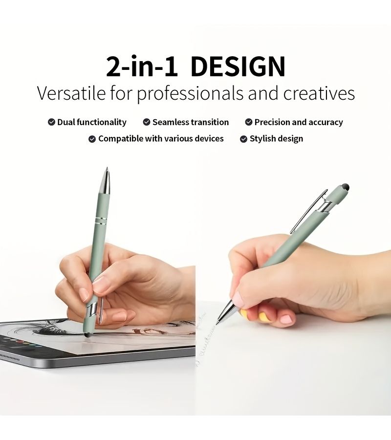 Set Of 35 Pcs Metal Retractable Ballpoint Pens With Touchscreen Stylus 5 Ballpoint Pens Plus 30 Pen Cores Blue Ink Smooth Writing Non Slip Grip For Everyday Use - Image 4