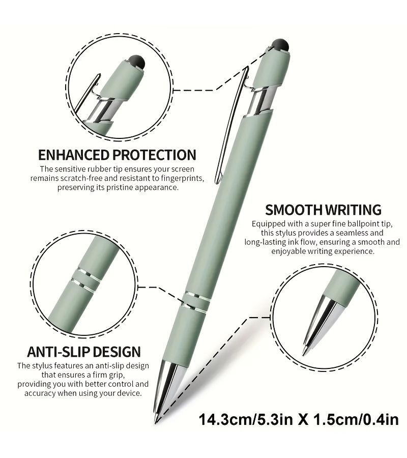 Set Of 35 Pcs Metal Retractable Ballpoint Pens With Touchscreen Stylus 5 Ballpoint Pens Plus 30 Pen Cores Blue Ink Smooth Writing Non Slip Grip For Everyday Use - Image 2