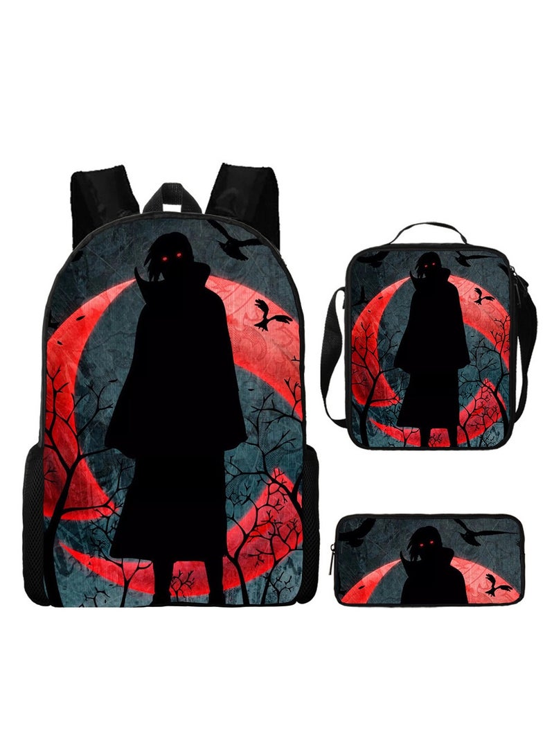 Naruto Cartoon Anime Student Backpack Three-Piece Set 29*42*16cm