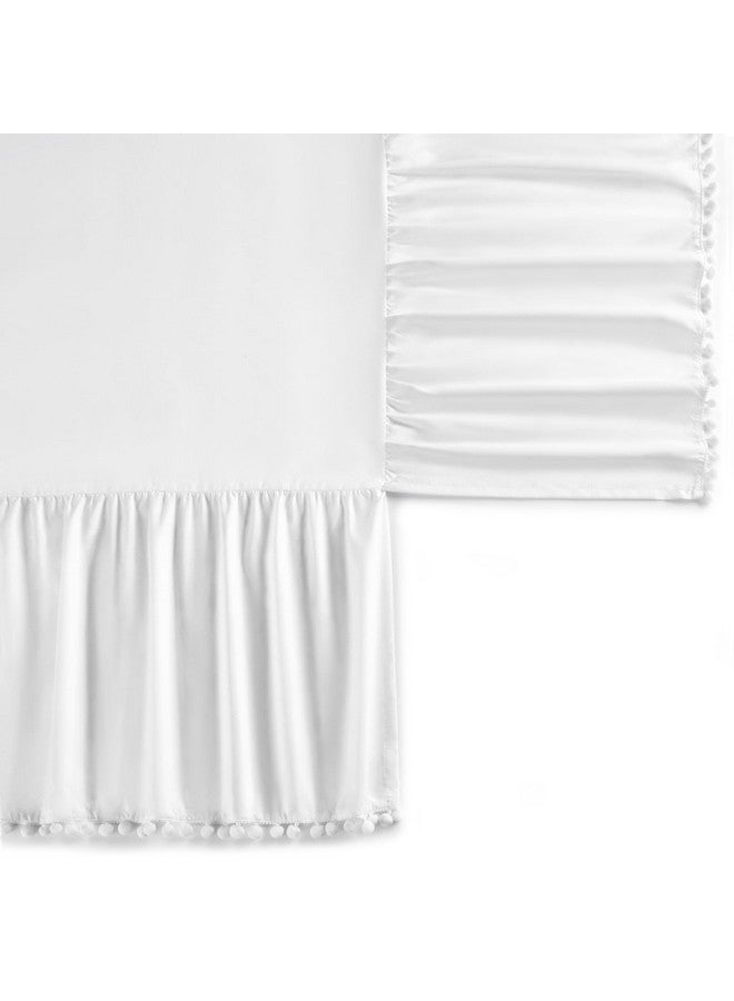 TILLYOU Baby Crib Skirt Girls Boys, Ruffled Bed Skirt with Pompoms, 28”x 52”, 14'' Drop, White - Image 5
