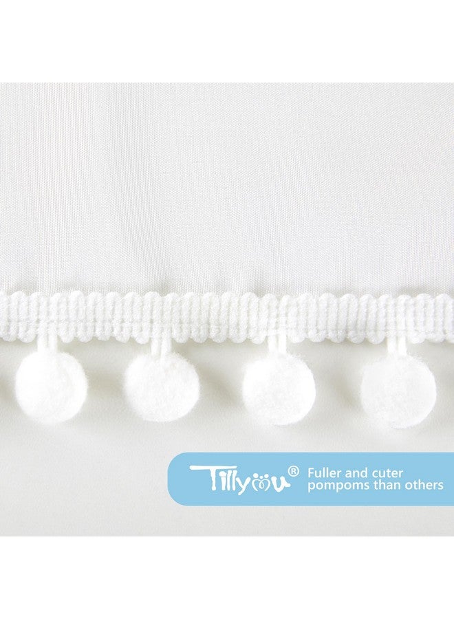 TILLYOU Baby Crib Skirt Girls Boys, Ruffled Bed Skirt with Pompoms, 28”x 52”, 14'' Drop, White - Image 4
