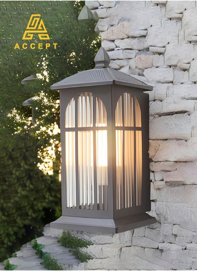 ACCEPT Classic Black Wall Lantern with E27 Bulb Base  - Image 1