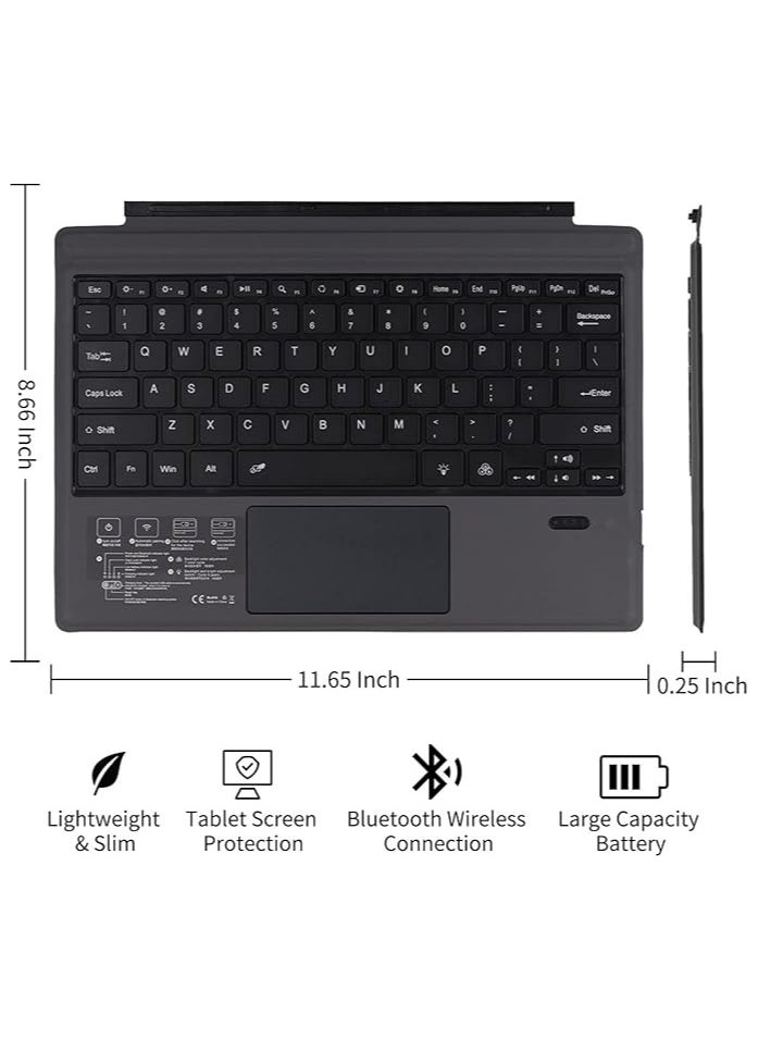 erorex - Bluetooth 5.0 Wireless Keyboard with Touchpad for Microsoft Surface Pro 4/5/6/7/7+ Portable Tablet Flip Stand Built in Battery Type C Charging Keyboard - Image 1