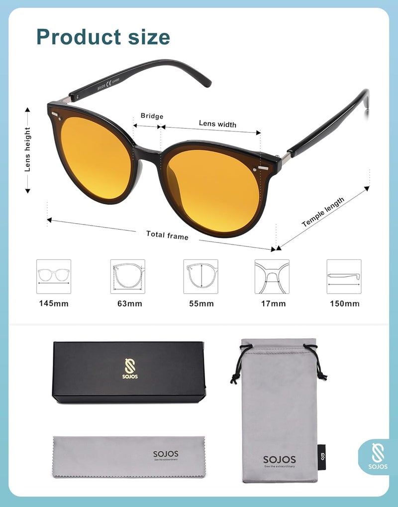 Sojos Sunglasses Womens Trendy 2025 Classic Round Retro Vintage Shades Large Frame Sunnies SJ2067 - Image 5