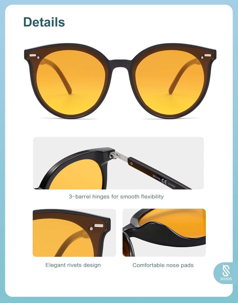 Sojos Sunglasses Womens Trendy 2025 Classic Round Retro Vintage Shades Large Frame Sunnies SJ2067 - Image 4