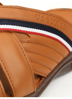 U.S. Polo Assn. Delmar Genuine Real Leather Tan Anatomical Sole Men's Slippers  - Image 3