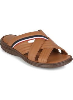 U.S. Polo Assn. Delmar Genuine Real Leather Tan Anatomical Sole Men's Slippers  - Image 1