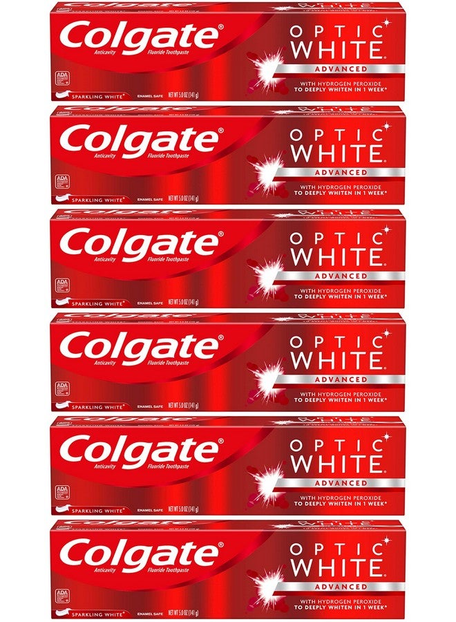 كولجيت معجون أسنان كولجيت أوبتيك وايت لتبييض الأسنان، بياض لامع - 5 أونصات (عبوة من 6 قطع) - Image 1