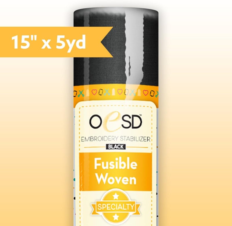 OESD Fusible Woven Cut Away Black Fabric Interfacing 15 x 5 Yd Roll - Image 2