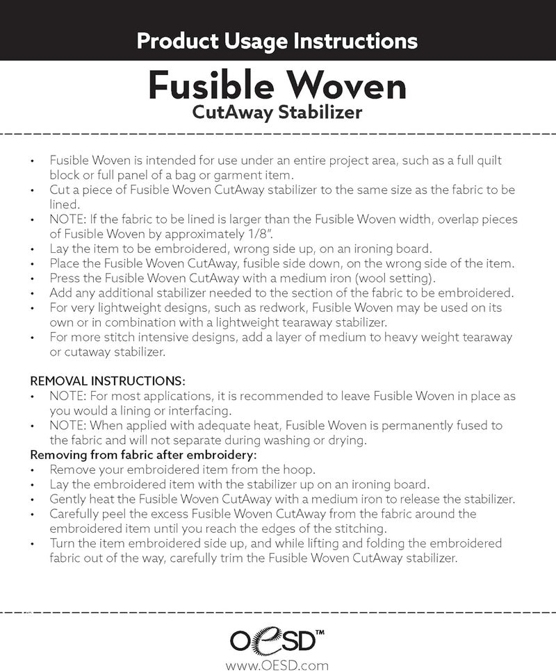 OESD Fusible Woven Cut Away Black Fabric Interfacing 15 x 5 Yd Roll - Image 3