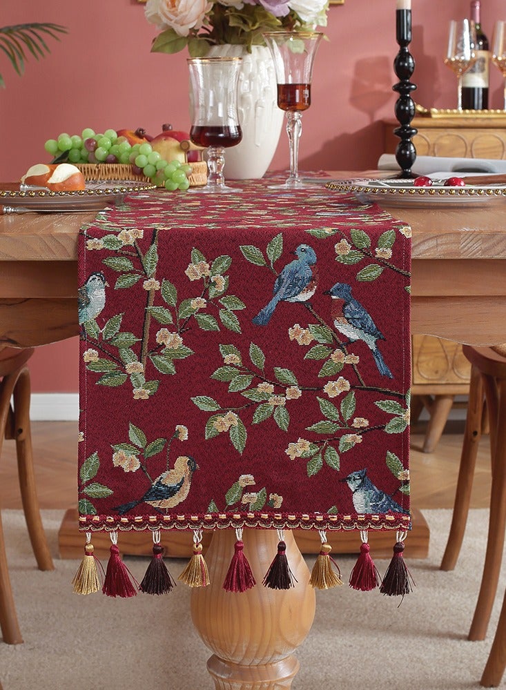 الجيموسي مفرش سفرة زينه لطاولة الطعام طويل أمريكي عتيق، طاولة شاي، مفرش طاولة وعلم، مفرش طاولة طويل مطرز بالجاكار الفاخر الخفيف 30*180 سم - Image 2