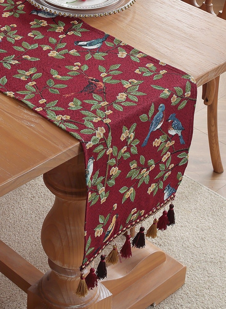 الجيموسي مفرش سفرة زينه لطاولة الطعام طويل أمريكي عتيق، طاولة شاي، مفرش طاولة وعلم، مفرش طاولة طويل مطرز بالجاكار الفاخر الخفيف 30*180 سم - Image 1