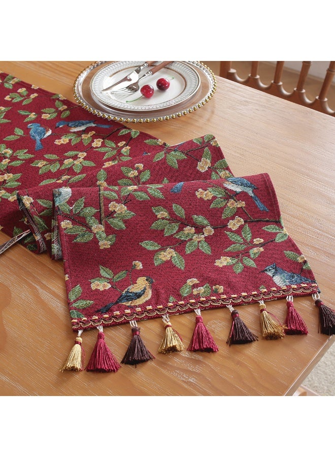 الجيموسي مفرش سفرة زينه لطاولة الطعام طويل أمريكي عتيق، طاولة شاي، مفرش طاولة وعلم، مفرش طاولة طويل مطرز بالجاكار الفاخر الخفيف 30*180 سم - Image 3