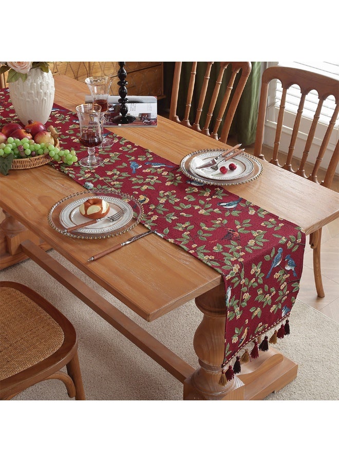 الجيموسي مفرش سفرة زينه لطاولة الطعام طويل أمريكي عتيق، طاولة شاي، مفرش طاولة وعلم، مفرش طاولة طويل مطرز بالجاكار الفاخر الخفيف 30*180 سم - Image 5