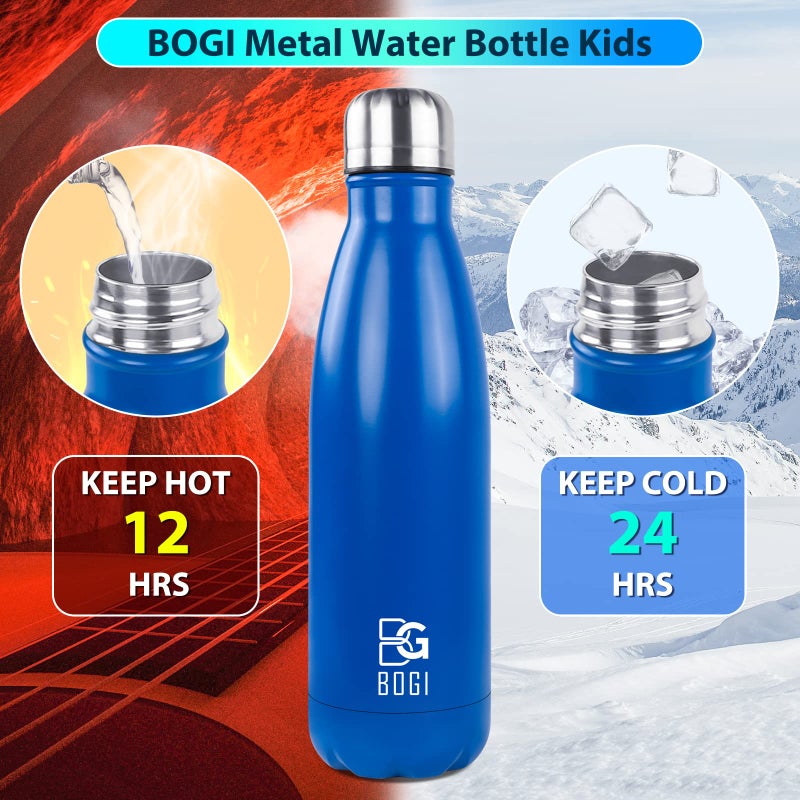 BOGI 17oz Insulated Water Bottle Double Wall Vacuum Stainless Steel Water Bottles, Leak Proof Metal Sports Water Bottle Keeps Drink Hot and Cold - Perfect for Outdoor Sports Camping Biking (Dblue) - Image 4
