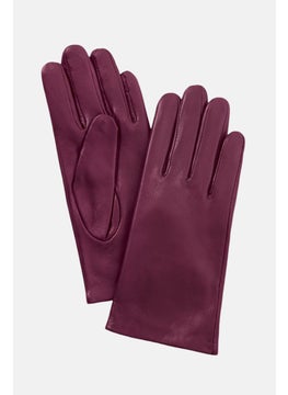 Tchibo Women Leather Gloves, Maroon  - Image 3