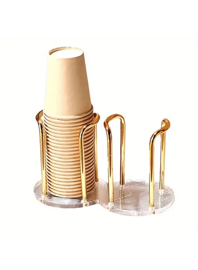Golden Plastic Cup Holder Organizer Stackable Multi Compartment Countertop Storage - Image 5