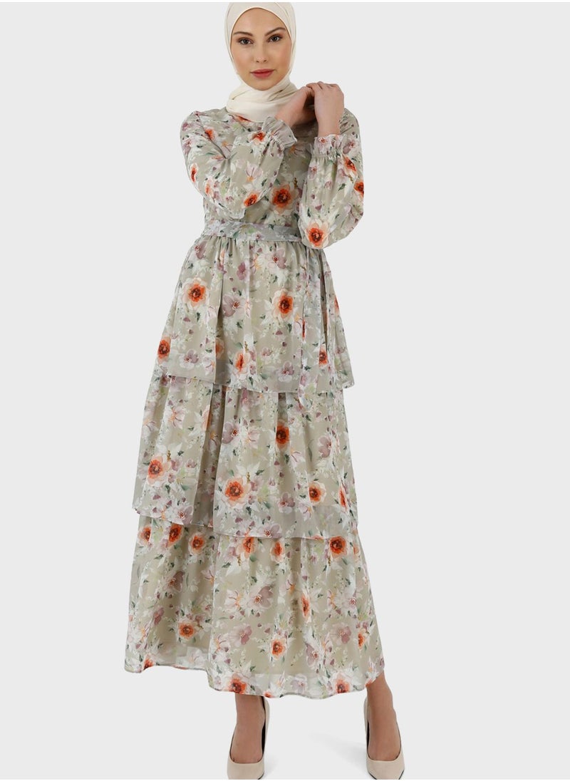 Refka by modanisa - Floral Print Ruffle Dress - Image 1