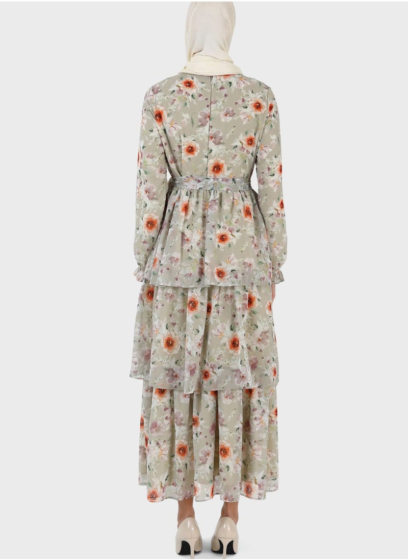 Refka by modanisa - Floral Print Ruffle Dress - Image 1