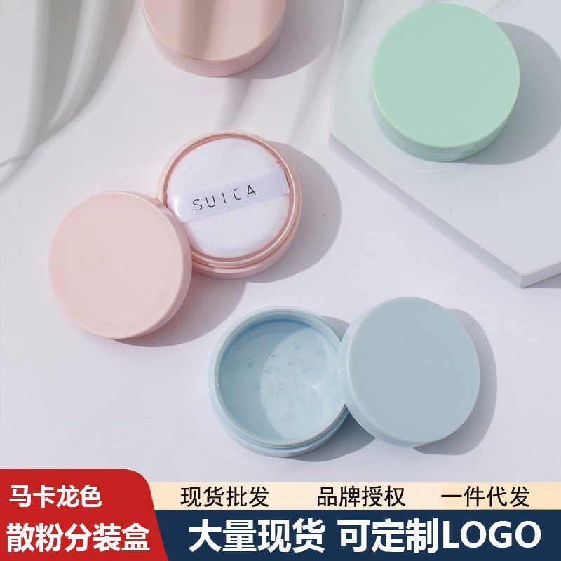 Spot Macaroon Color Powder Box Packaging Material Powder Packaging Box Talcum Powder Empty Box Mini Powder Box Powder Puff Does Not Leak Powder - Image 2