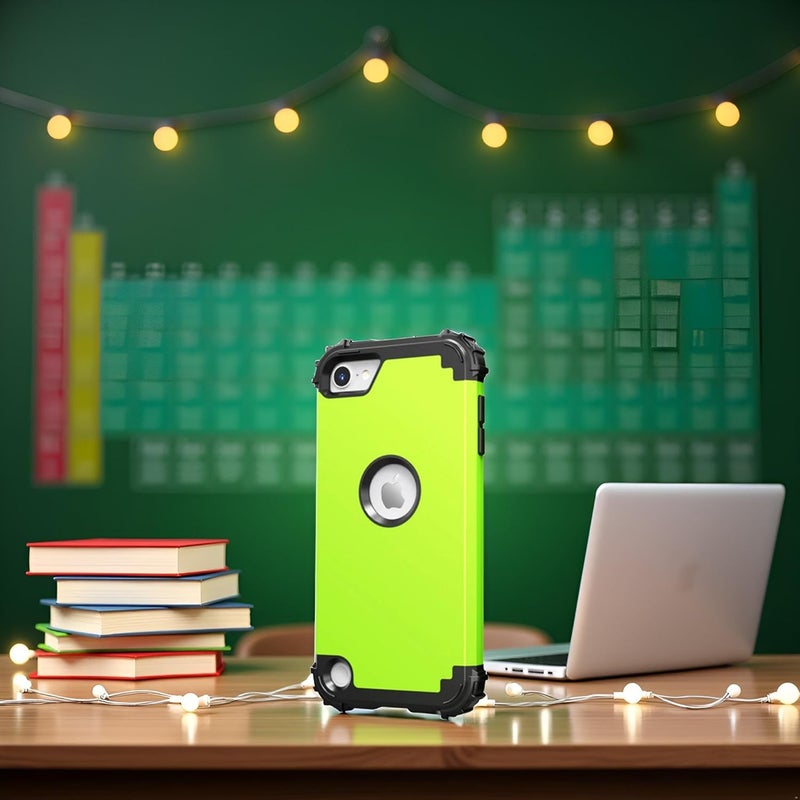 IDweel for iPod Touch 7th Generation Case with 2 Screen Protectors, Hybrid 3 in 1 Shockproof Slim Heavy Duty Hard PC Cover Soft Silicone Bumper Full Body Case for iPod Touch 5/6/7th Gen,Grass Green - Image 4