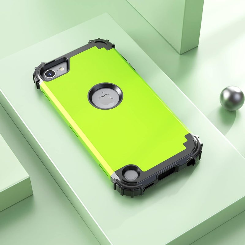 IDweel for iPod Touch 7th Generation Case with 2 Screen Protectors, Hybrid 3 in 1 Shockproof Slim Heavy Duty Hard PC Cover Soft Silicone Bumper Full Body Case for iPod Touch 5/6/7th Gen,Grass Green - Image 3