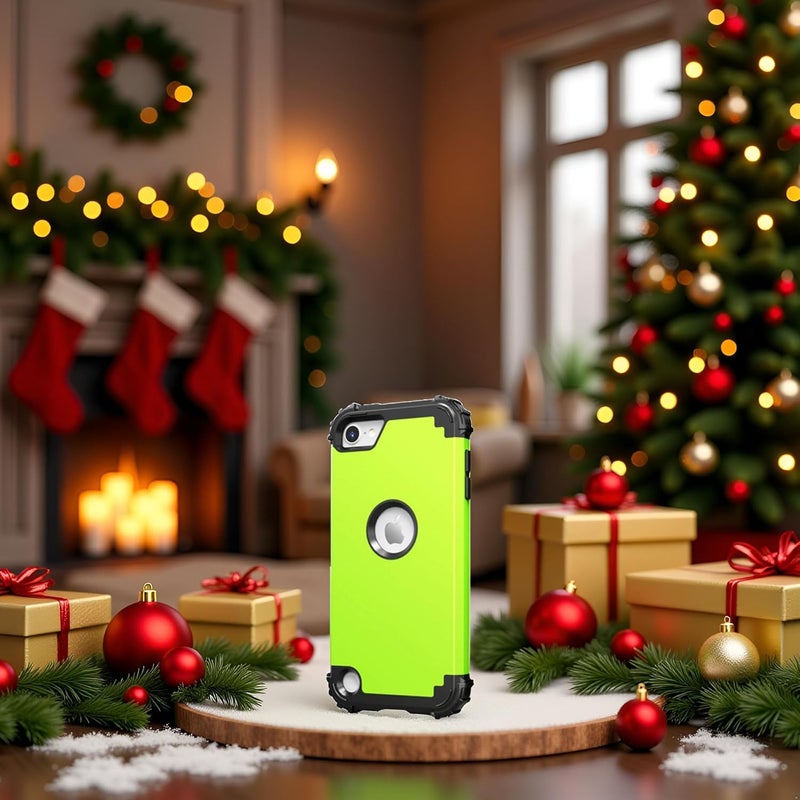 IDweel for iPod Touch 7th Generation Case with 2 Screen Protectors, Hybrid 3 in 1 Shockproof Slim Heavy Duty Hard PC Cover Soft Silicone Bumper Full Body Case for iPod Touch 5/6/7th Gen,Grass Green - Image 2