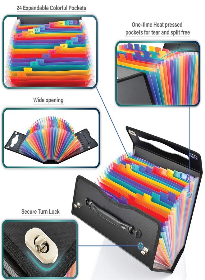 CNK Accordion File Folders with 24 Pockets Organizer for Document Paper Storage Folder Documents Expanding Binder Folio Pocket Receipt Filing Expandable Files Dividers Labels Letter Durable Handle - Image 4