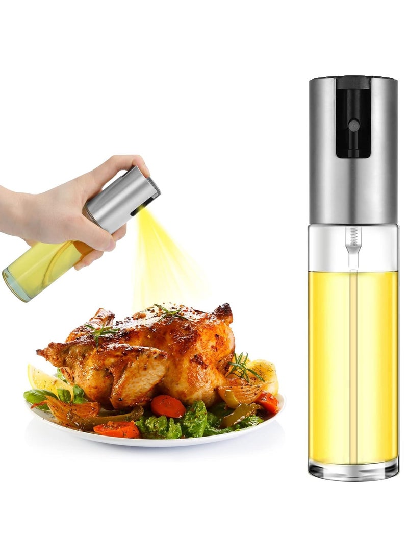 MARKQ زجاجة رذاذ زيت 100 مل رذاذ زيت الزيتون لتجهيز الطعام، تتبيل السلطة، الشواء، قلاية الهواء، المطبخ، الشواء، الخبز، رذاذ الخل، فضي - Image 1