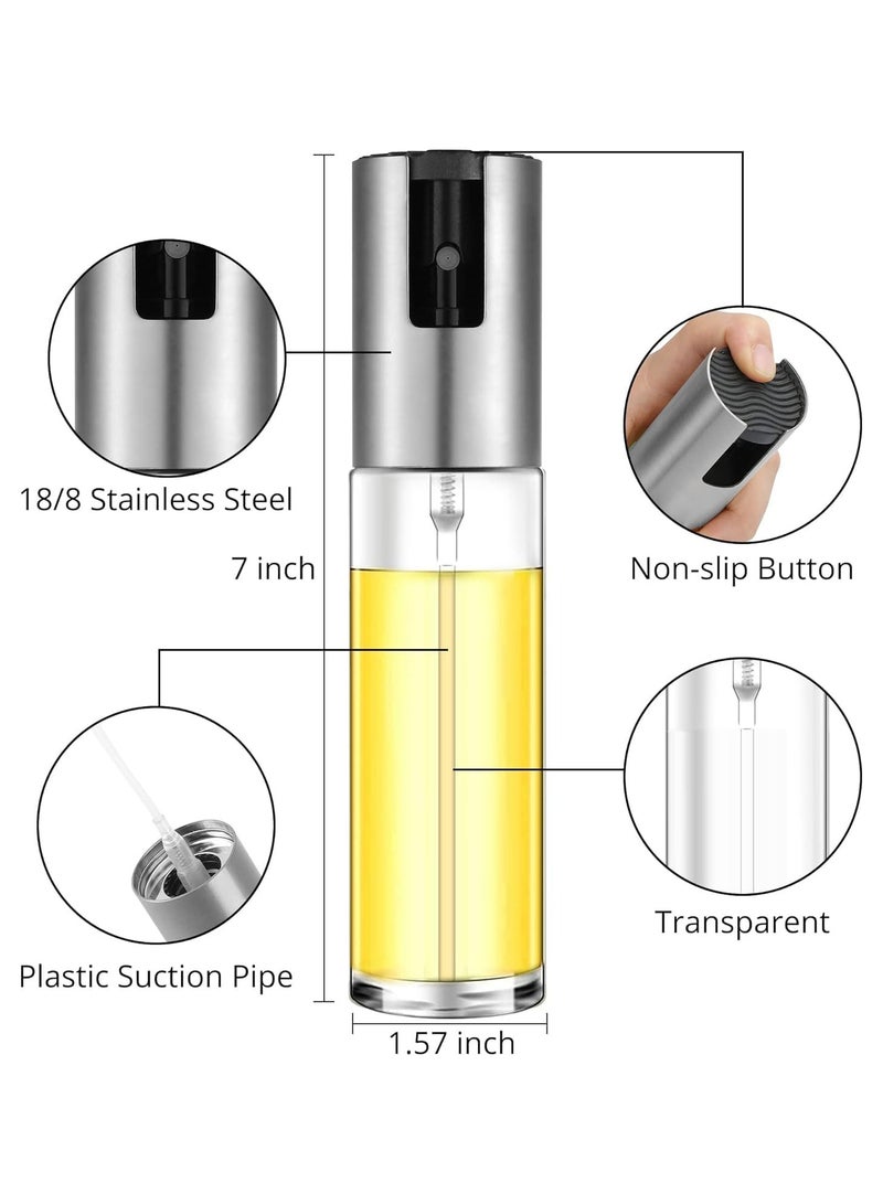 MARKQ زجاجة رذاذ زيت 100 مل رذاذ زيت الزيتون لتجهيز الطعام، تتبيل السلطة، الشواء، قلاية الهواء، المطبخ، الشواء، الخبز، رذاذ الخل، فضي - Image 2