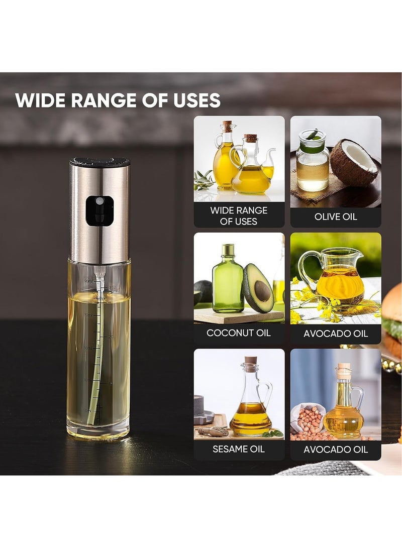 MARKQ زجاجة رذاذ زيت 100 مل رذاذ زيت الزيتون لتجهيز الطعام، تتبيل السلطة، الشواء، قلاية الهواء، المطبخ، الشواء، الخبز، رذاذ الخل، فضي - Image 4
