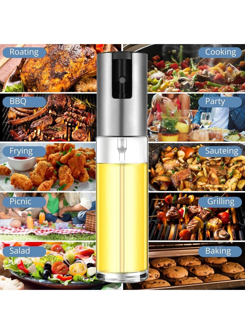 MARKQ زجاجة رذاذ زيت 100 مل رذاذ زيت الزيتون لتجهيز الطعام، تتبيل السلطة، الشواء، قلاية الهواء، المطبخ، الشواء، الخبز، رذاذ الخل، فضي - Image 5