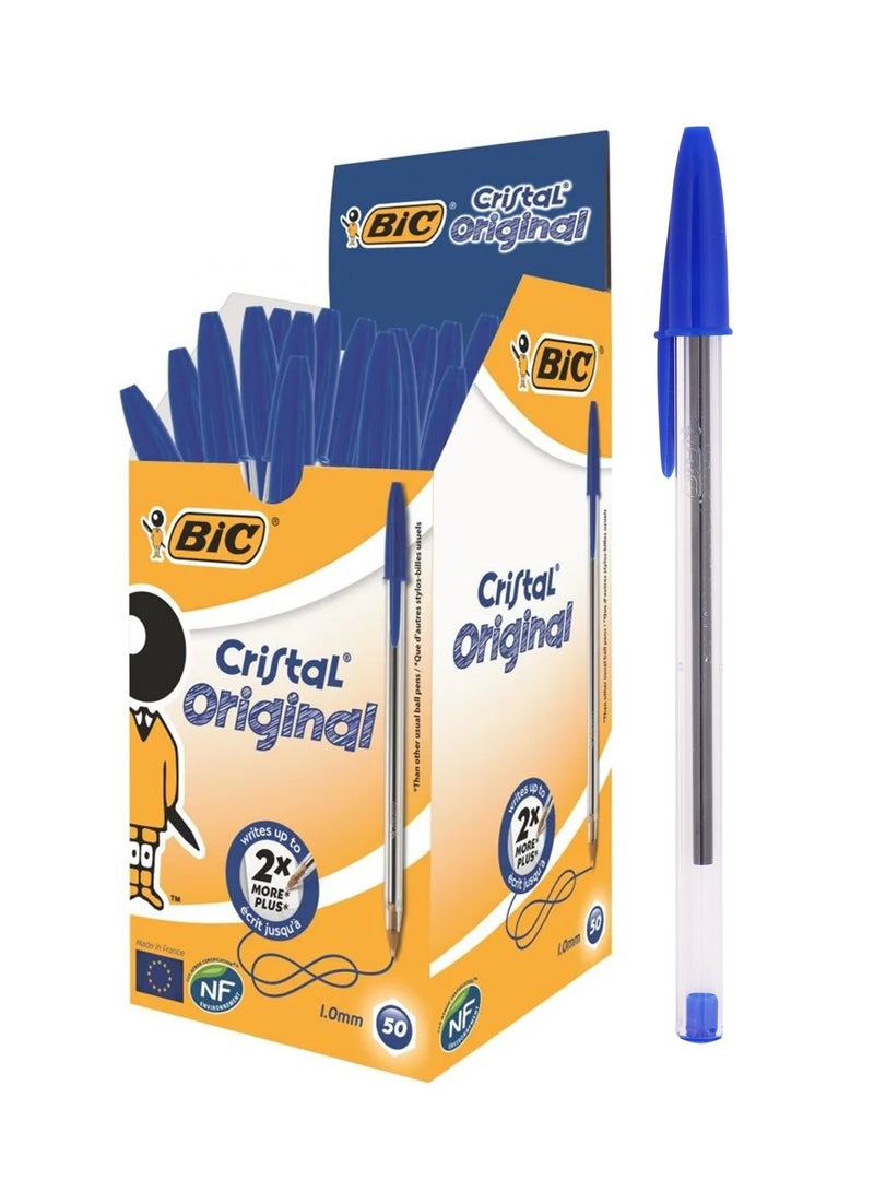 Bic 50-Piece Cristal Medium 1.0mm Tip Ballpoint Pen Blue Ink  - Image 1