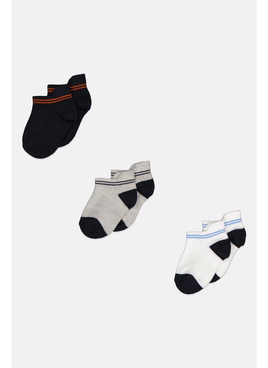 RBX - Kids Boy 3 Pair Life Active Socks, White/Navy - Image 1