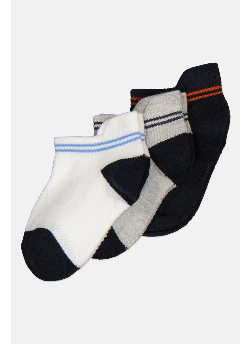 RBX - Kids Boy 3 Pair Life Active Socks, White/Navy - Image 1
