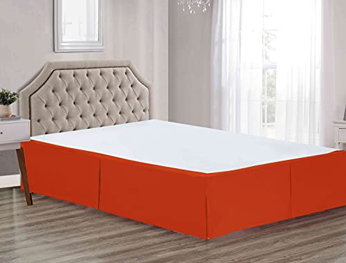 Sheets & Beyond Super Soft Solid Brushed Microfiber 14" Pleated Bed Skirt/Dust Ruffle (Queen Size, Orange) - Image 2