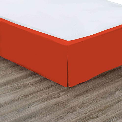 Sheets & Beyond Super Soft Solid Brushed Microfiber 14" Pleated Bed Skirt/Dust Ruffle (Queen Size, Orange) - Image 3