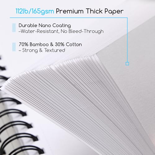 MEEDEN Mixed Media Paper Pad: 9" x 12" 112lb/165gsm Spiral Bound Mixed Media Sketchbook with DIY Cover - 60 Sheets Art Drawing Pad for Wet & Dry Media Watercolor, Acrylic, Markers, Pastels, Pencils - Image 4