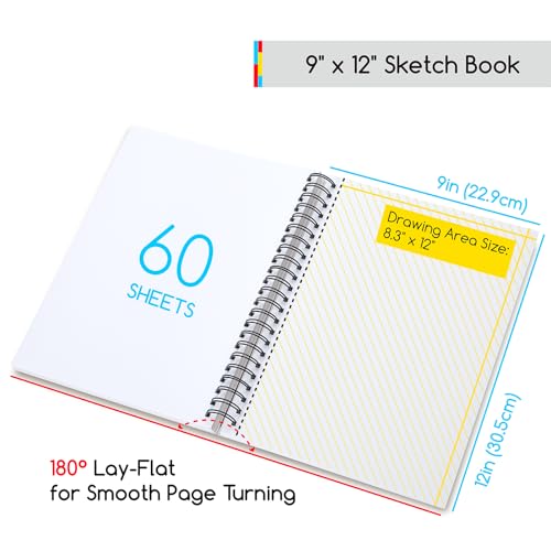 MEEDEN Mixed Media Paper Pad: 9" x 12" 112lb/165gsm Spiral Bound Mixed Media Sketchbook with DIY Cover - 60 Sheets Art Drawing Pad for Wet & Dry Media Watercolor, Acrylic, Markers, Pastels, Pencils - Image 2