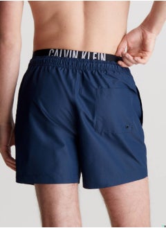 CALVIN KLEIN Men's Double Waistband Swim Shorts - Intense Power -  quick-dry fabrication, Blue  - Image 3
