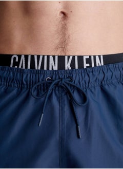 CALVIN KLEIN Men's Double Waistband Swim Shorts - Intense Power -  quick-dry fabrication, Blue  - Image 4