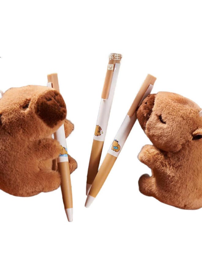 Kaco Capybara Retractable Gel Pen High Value 0.5Mm Quick-Drying Signature Pen Black Ink Water Pen Student Brush Pen 3Pcs/Set - Image 2
